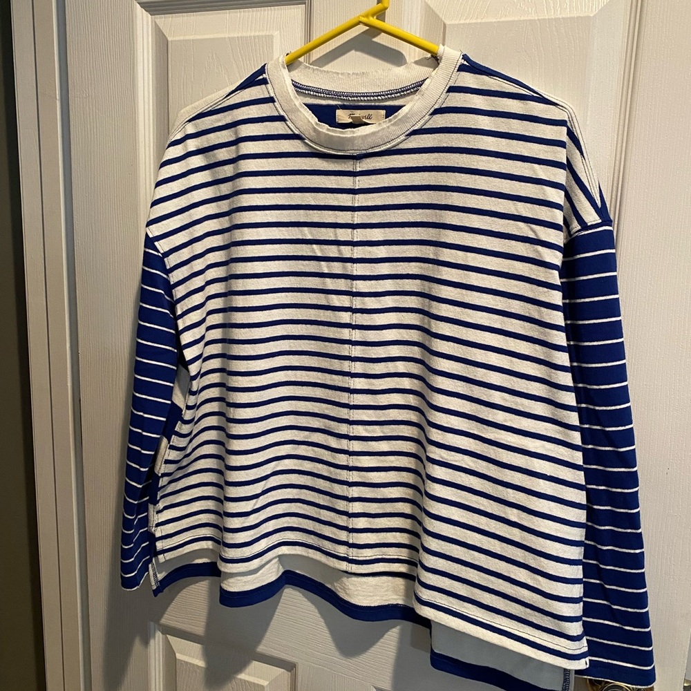 Madewell Blue and White Long Sleeve Tee